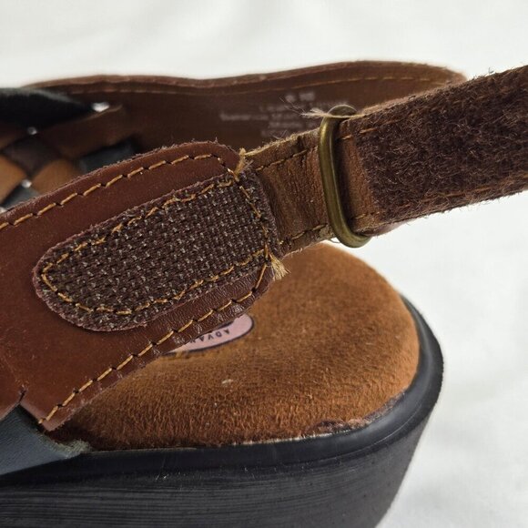 Dr Scholl's Size 8 Brown Leather Slingback Sandals Two-Tone Woven Cushioned - Picture 13 of 16